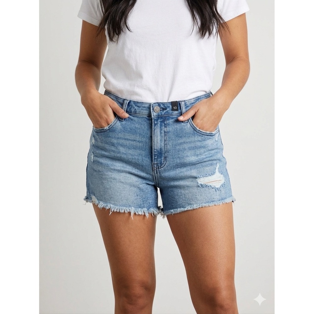 KUT From The Kloth Womens Distressed Denim Cut Off Shorts Medium Wash Size 10